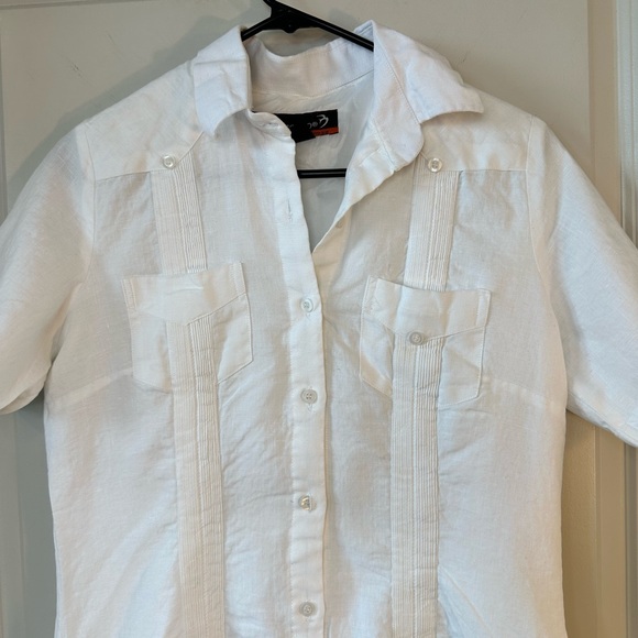 NWOT Marsotto Formale White 100% Linen Coastal Shirt Dress, size M/L - Picture 3 of 8